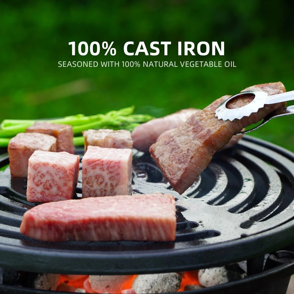Hibachi Grill Mini Portable Small Charcoal Camping Barbecue Grill 100% Cast Iron - Image 3 of 4