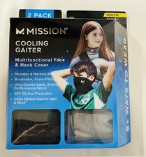 Mission Cooling Gaiter New Multifunctional Face/Neck Cover YOUTH 2 Pack