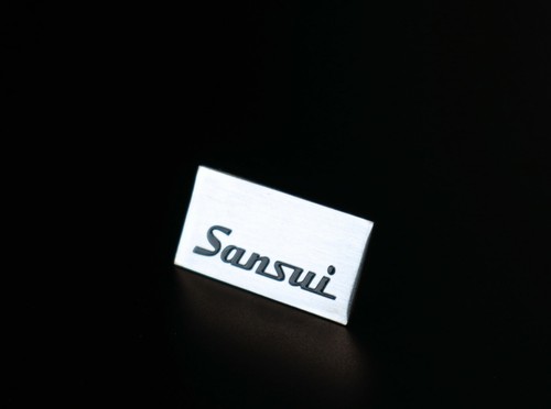 Logo Sansui self-adhesive, silver metal replacement.UV printing - Foto 6 di 9
