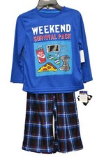 Sleep On It Little Boys' 2-Pc. Weekend Game Pajama Set Blue Print X-Small 4/5