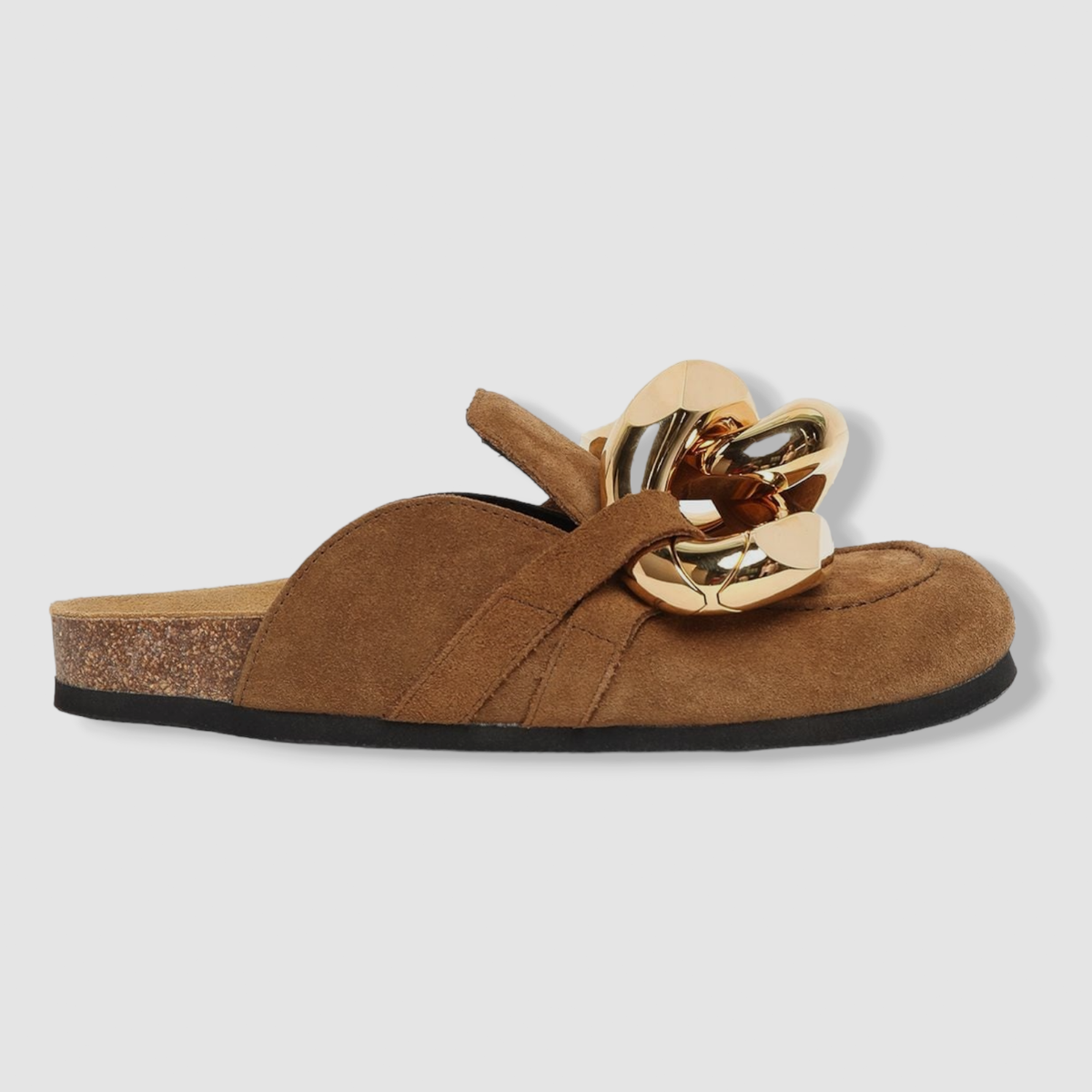 $695 JW Anderson Women's Brown Leather Chain Mule Loafers Shoes