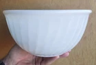 Vntg Anchor Hocking Fire King White Swirl Mixing bowl 9” Milk Glass Smooth Rim