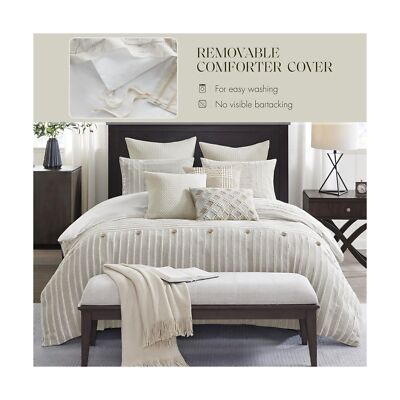 MADISON PARK SIGNATURE King Comforter Set Clipped Jacquard