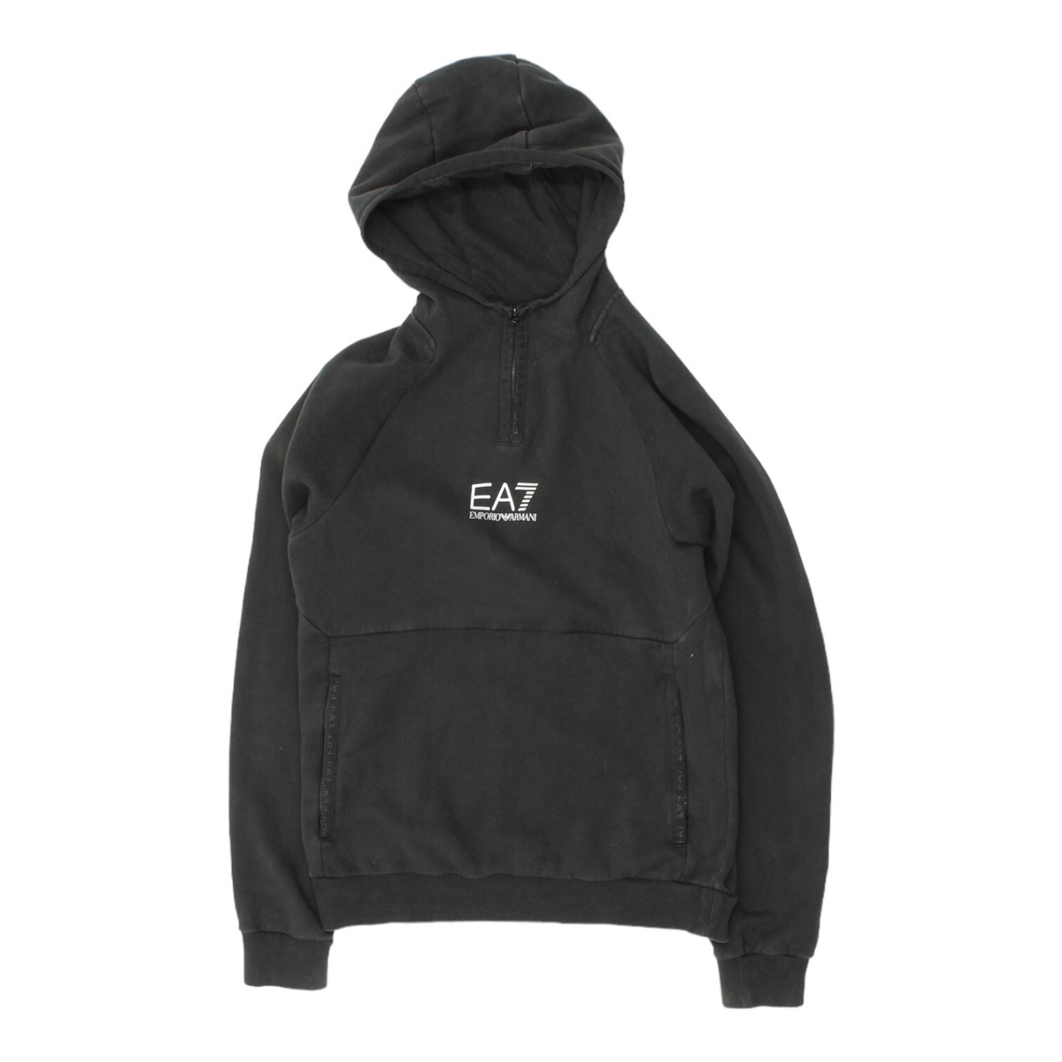 EA7 Emporio Armani Mens Black Half Zip Hoodie | Designer