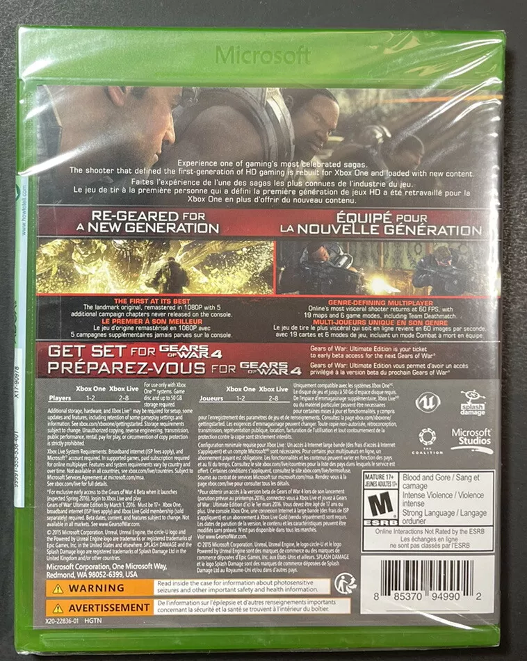 Gears of War Ultimate Edition Xbox One 1 FPS Action Adventure Game  885370949896