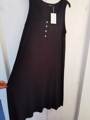 ZIZZI Kleid Sommerkleid Midikleid ärmellos schwarz Knöpfe Stretch M=46/48-NEU