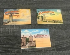 Lot Of 3 Vintage Postcard Folders St. Augustine FL. 
