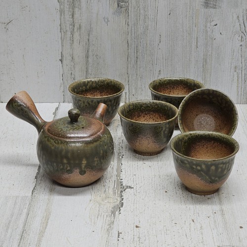 Juego de Tetera Tokoname Kyusu - ISSIN - Esmalte Irak - 330cc/ml - 1 Olla y 5 Tazas Yunomi - Imagen 2 de 13