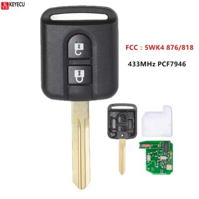 Remote Transmitter key 433MHz for Nissan Micra/Navara/Note/Qashqai 5WK4 876/818