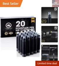 20 Short Black Ink Cartridges - Perfect for Calligraphy & Fine Writing
