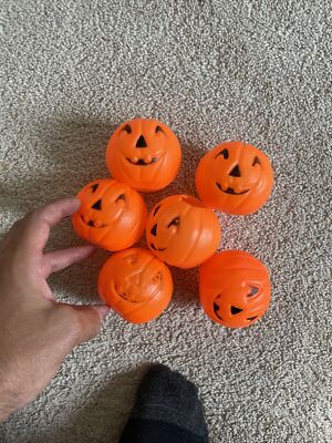 Vintage Halloween Blow Mold Pumpkin Mini JOL  Candy Treat Pail Nut Cup 3  Lot 6