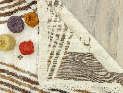 Gemütlicher Boho Chic Türkischer Mohair Tulu Teppich 4,6x6,7 Fuß Wolle Langflor Shaggy Carpet - Bild 13 von 13