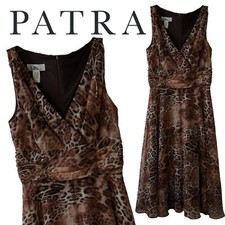 NWT, Patra, Vintage Leopard Sleeveless Fit & Flare Dress, Brown, Black, Tan