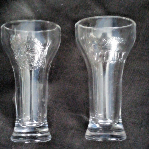 Vtg Libbey Miller Chill Pilsner Mini Glass Set of 2 Thunderbird Design 4.5" EUC