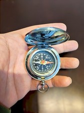 Vintage Style Silver Pocket Push Button steel Compass