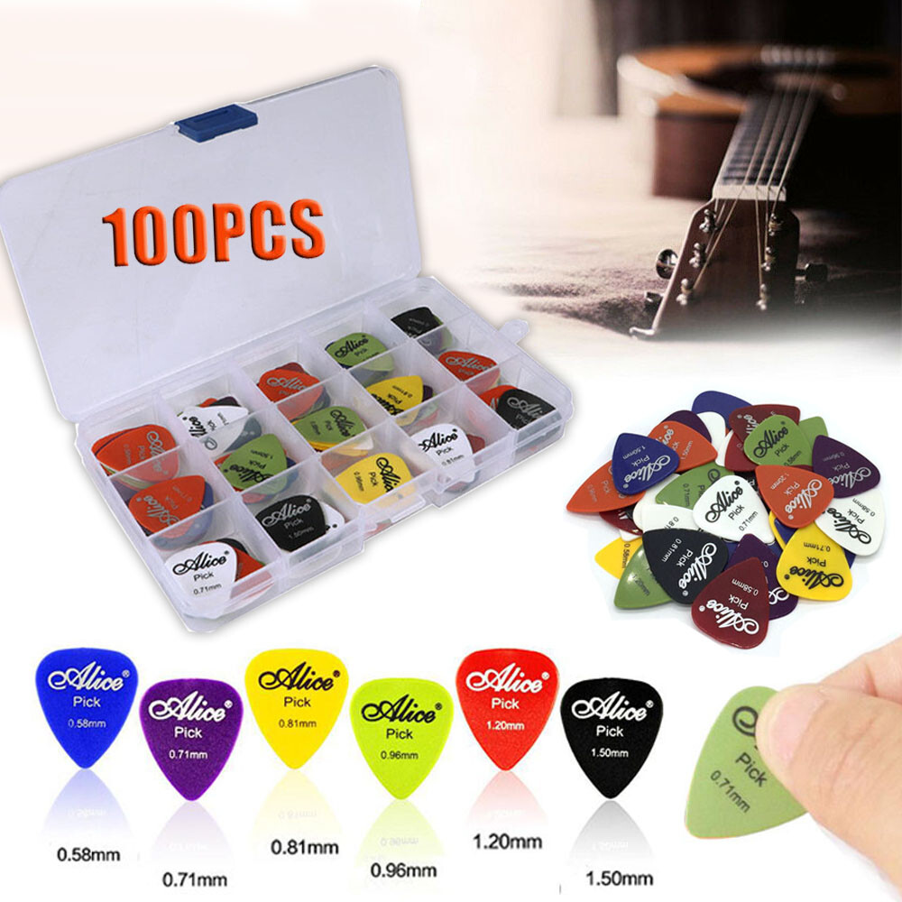 100pcs Guitar Picks Acoustic Electric Plectrums Celluloid 0.58 0.71 0.81 1.2 1.5