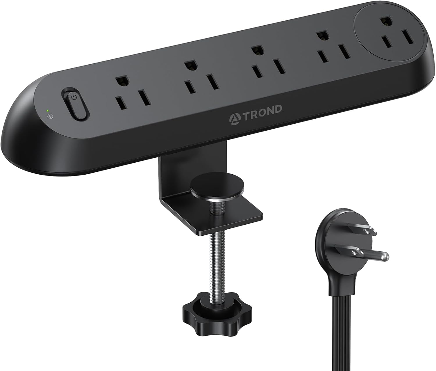 Desk Clamp Power Strip Surge Protector Power Strip 5 AC Outlets Flat Plug 6Ft