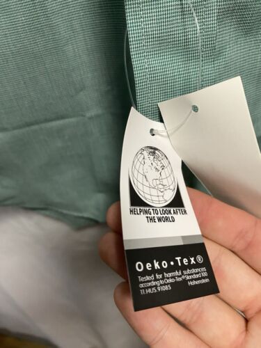 New Chaps Oxford Dress Shirt Men 15.5 32/33 Green Pinpoint Wrinkle Free Oeko-Tex - Picture 6 of 6
