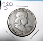1950 D Franklin Half Dollar 90% Silver 50c US Coin