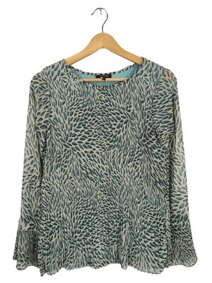 MORE & MORE Langarm-Bluse Damen Bluse Gr. DE 34 weiß-blau Casual-Look