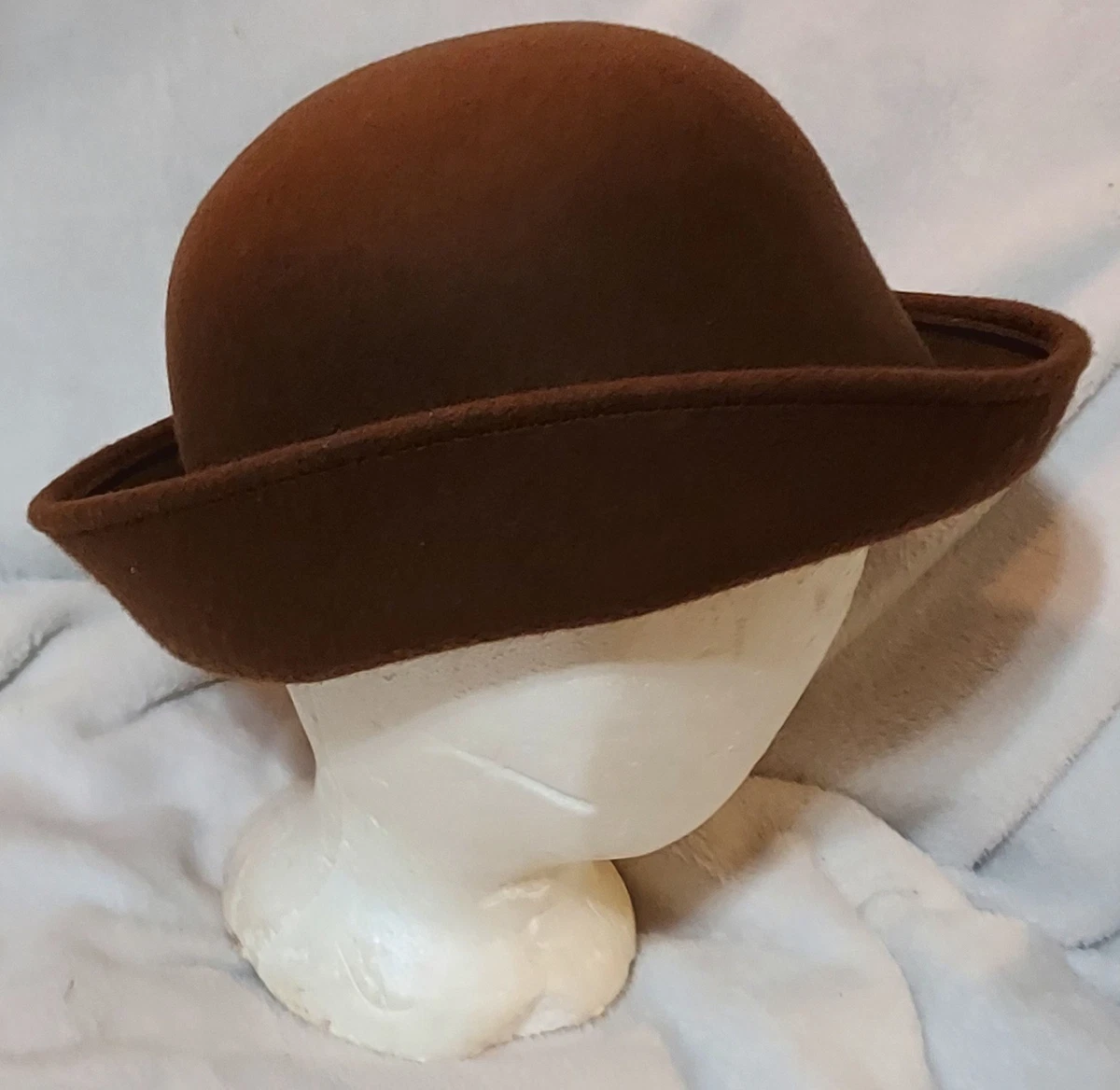 1970s–1980s New York Hat Co Brown Wool Felt Asymmetrical Cloche Hat Christian Siriano New York Cloche Hat, Women main image 3