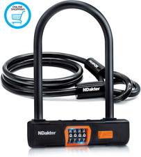 Bike Lock,Keyless Heavy Duty Combo Bike D Locks with 5FT/1.2M High Security Stee