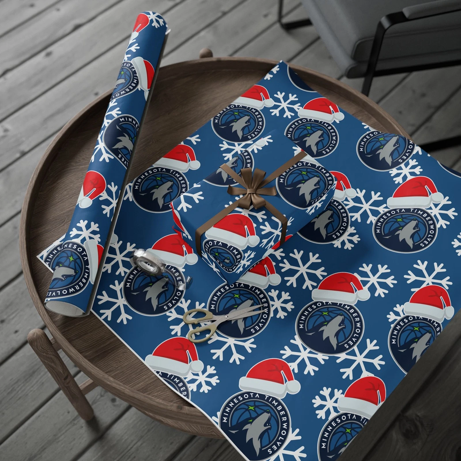 Minnesota Timberwolves Gift Wrapping Paper for Holidays, Christmas