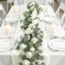 2  Pack 6 Ft White Artificial Eucalyptus Rose Garland Vine