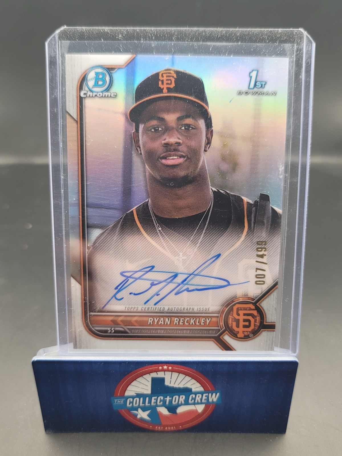 2022 Bowman Chrome Ryan Reckley Auto Refractor 1st 007/499 Giants Autograph