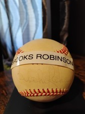 Brooks Robinson Autograph Baseball Signature is real faded but still collectors 
