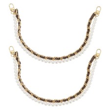 2Pcs 17.7'' Pearl Purse Double Chain Extender Chain, Coffee, Gold Chain 
