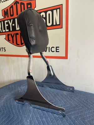 Vintage Harley-Davidson Passenger Backrest Sissy Bar Pad Black Chrome Eagle USA