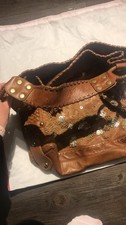 Isabella Fiore Brown Beaded Sequin Studded Shoulder Bag for Women
