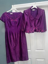 Condici Purple Silk Embellished Mother Of The Bride Groom Dress & Jacket Size 14