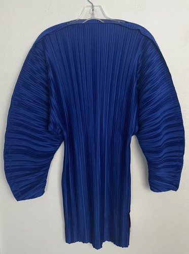 ASOS DESIGN plisse long cocoon sleeves mini dress with waist seam blue 6 new - Picture 2 of 14
