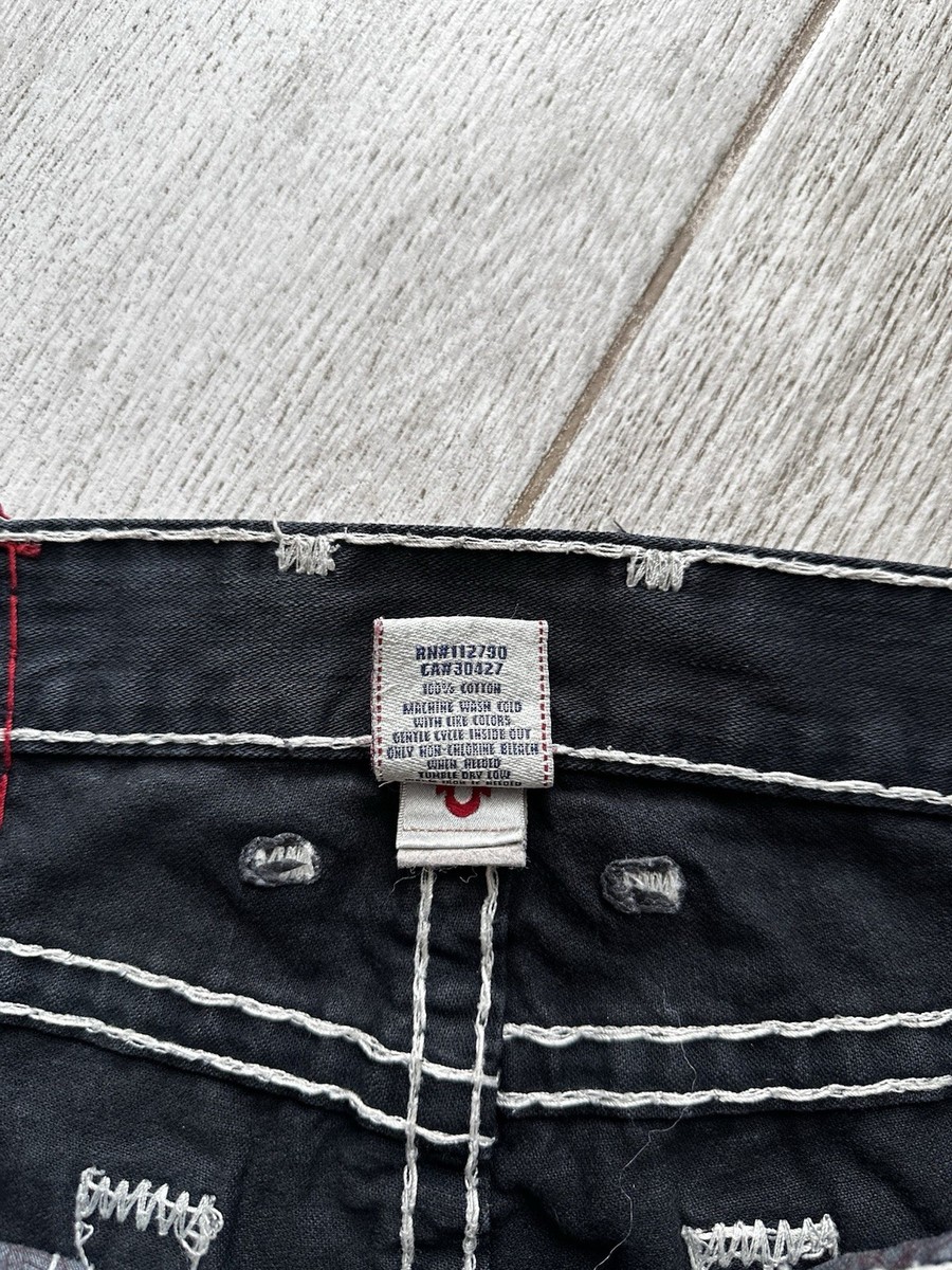 Vintage Y2K True Religion Logo Logan Super T Black Wax Denim Jeans
