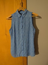 Banana Republic Womens Size S Blue Classic Fit Tank Collared Button Up Blouse