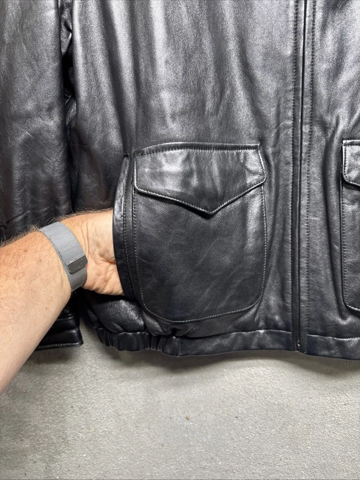 Chaqueta de Cuero Izod Negra Para Hombre Grande Clásica Bombardero Moto Estilo Core Foto 2 de 4