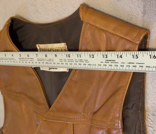 Vtg Rancher Leather Yoke Vest Schott XL USA Distressed Cowboy Cut MC Motorcycle image 8