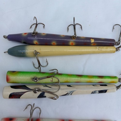 Lot 8 Unknown Vintage Wood Pencil Popper Stickbait Fishing Lures 4 5/8 to 5 1/8 - Picture 14 of 15