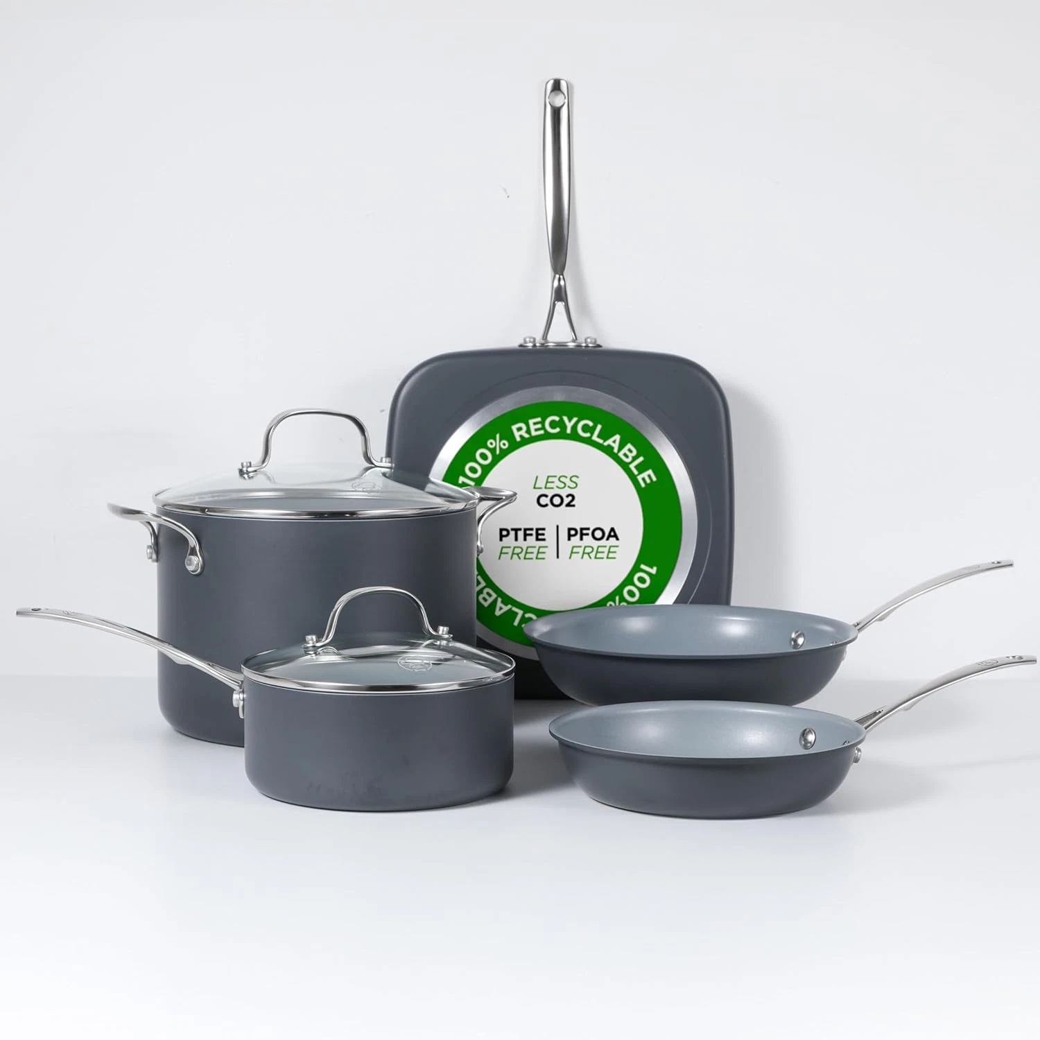 ECOPAN 7-Piece Hard Anodized Cookware Set, Non-Stick & Induction Safe