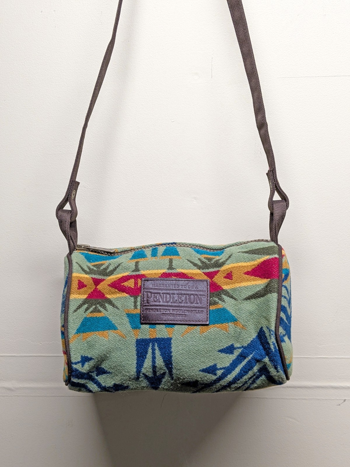 Pendleton Wool Shoulder Bag – Native Pattern, Bro… - image 1