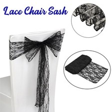 1-125pcs Black Lace Net Chair Cover Bow Sashes Wedding Birthday Party Decoration