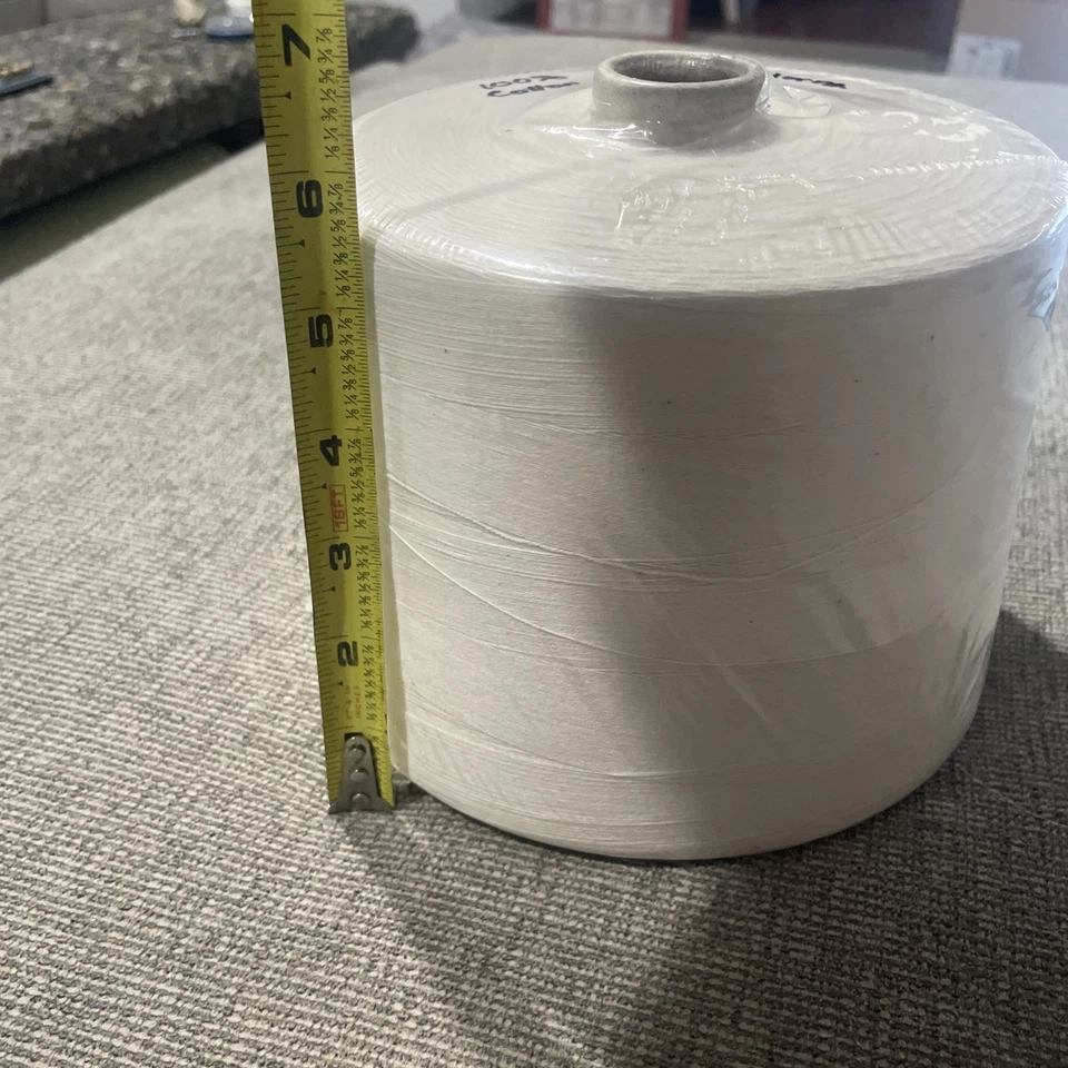 Lot Of 4 Commercial Yarn Cones - White - Blue- Brown - Tan - Image 4 of 4