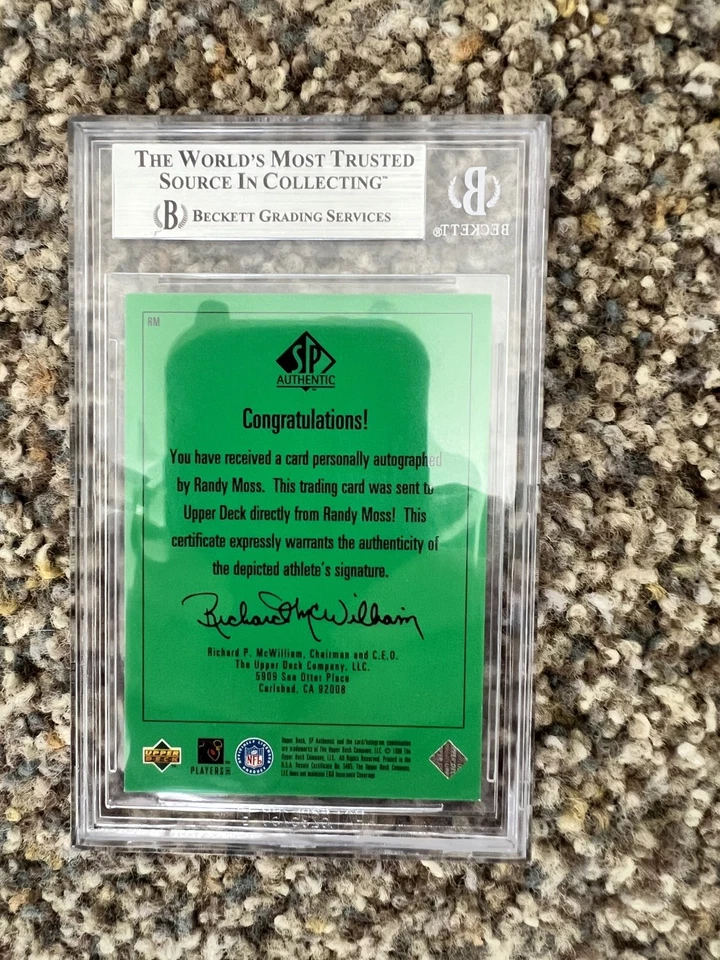 1998 UPPER DECK SP AUTHENTIC PLAYER'S INK GREEN #RM RANDY MOSS BGS 9 - Image 2 of 2