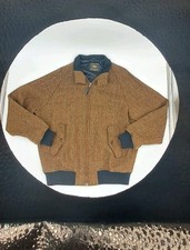 Vintage Golden Bear Bomber Jacket Men's Large Wool Leather Lined Herribone Full