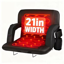 Heated Bleacher Seat with Back Support, 3-Level Heating, 5-Pockets, Portable for