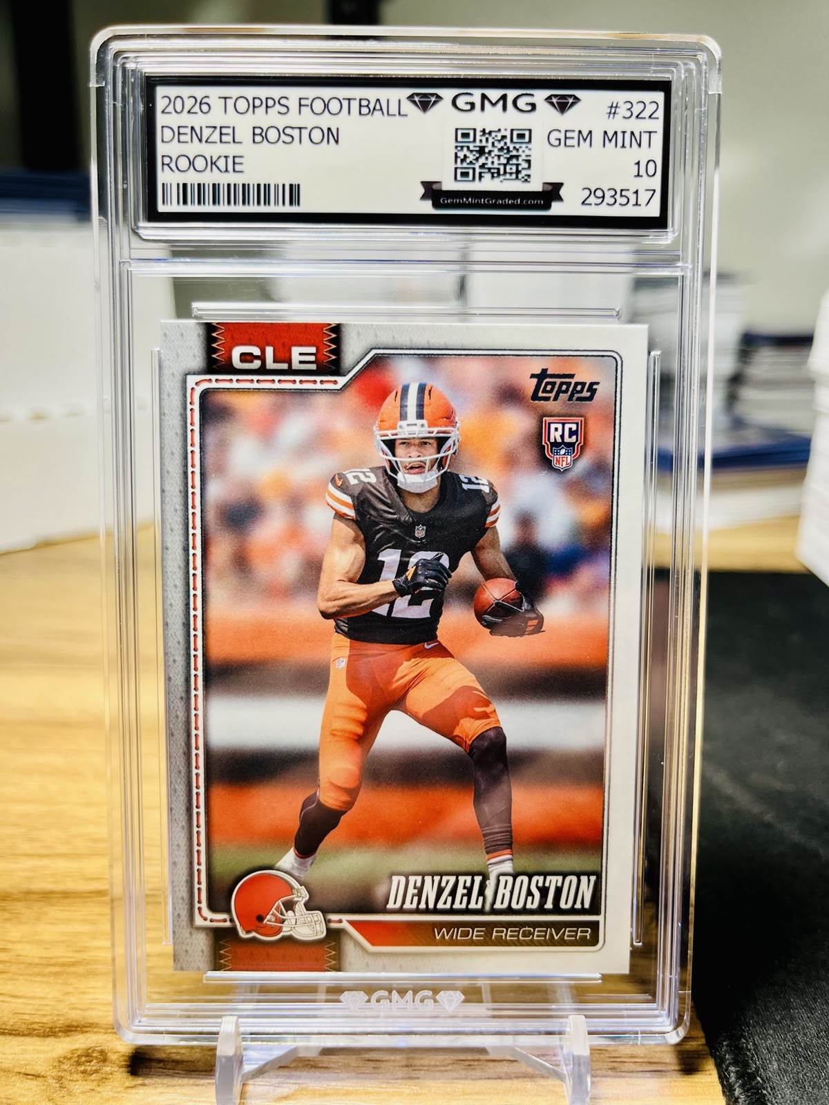 2026 Topps Football Denzel Boston Rookie GMG Graded 10 Gem Mint 💎 RC #322