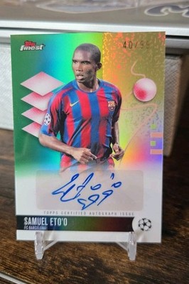 2025-26 Topps Finest Samuel Eto'o Green Refractor Auto /99 BA-SE Barcelona