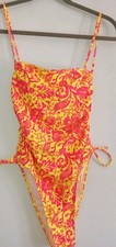 Bathing Suit Yellow/Red One Piece Side Rouching Size Small See Photos Swim Suit